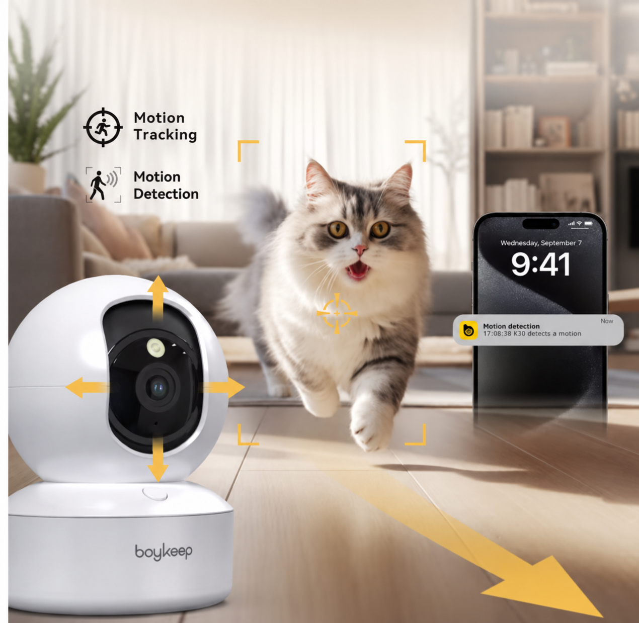 1 Caméra de Surveillance Intelligente WiFi — Parlez à Distance, Jour et Nuit