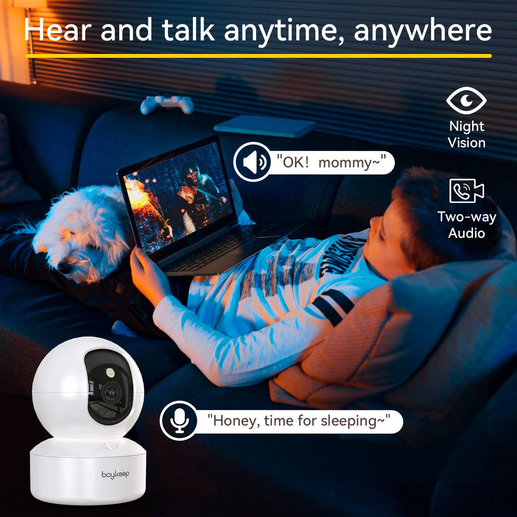 1 Caméra de Surveillance Intelligente WiFi — Parlez à Distance, Jour et Nuit